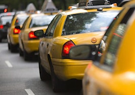 A row of taxi cabs in New York City