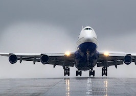 A jumbo jet taking off