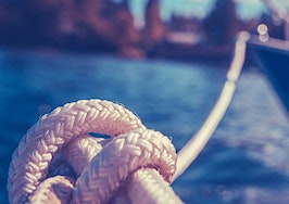 A rope attached to a luxury yacht