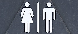 A bathroom sign