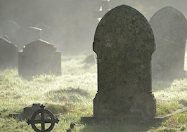 A misty graveyard