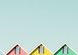 four colorful house roofs