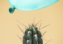 A balloon flying too close to cactus